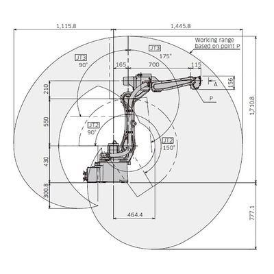 BA006N Kolay Yönetim 6 Eksen Yükü 6kg Erişim 1445mm Ark Kaynak Robotu