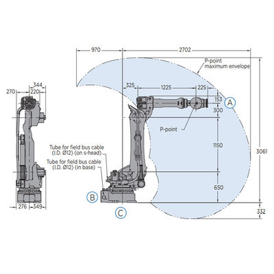 Robotik Kol Endüstriyel MH180 ve 6 Eksenli Robotun 180KG Yükü ile Malzeme Taşıma