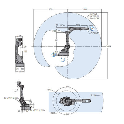 12KG Yüklü 6 Aixs Robot, Endüstriyel Robot Kollu AR2010 Kaynak Makinesinin 2010MM Erişimi