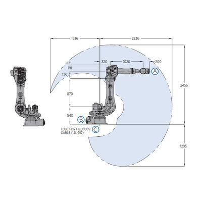 Malzeme Taşıma Ekipmanı İçin Yük 110KG ile Motoman GP110'un 6 Aixs Robotik Kol CNC'si