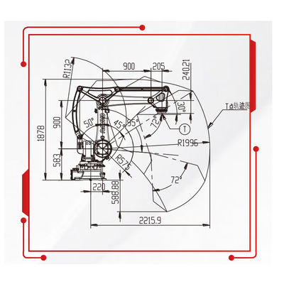 50KG Yük 2220MM Reach Paletleme Robotu ve Taşıma Robotu ile 4 Aixs Robotik Kol Manipülatörü