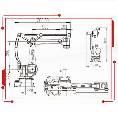 50KG Yük 2220MM Reach Paletleme Robotu ve Taşıma Robotu ile 4 Aixs Robotik Kol Manipülatörü