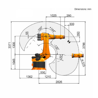 6 Eksenli Endüstriyel Robotik Kol KR 500 R2830 Kuka Endüstriyel Robot, 500 Kg'lık Anma Yükü ile Endüstriyel Robot