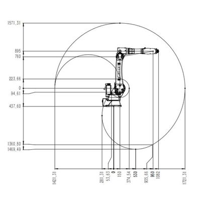 6 Eksenli Endüstriyel Robotik Kol Çin Endüstriyel Robot Olarak TKB2670-20KG-1721mm