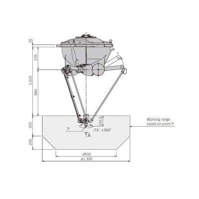 Robotik Kol Montajı YF003N Montaj Robotu 4 Eksen Delta Robot için Yük 3kg