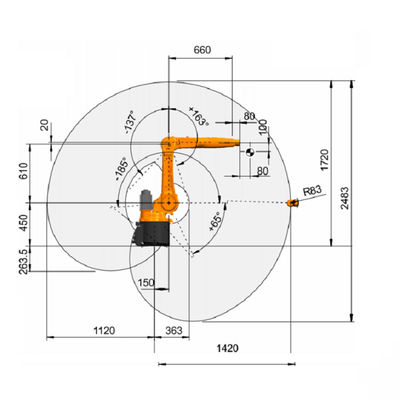 Kuka Paletleme Robotu Kr 10 R1420 10kg Anma Yükü 6 Eksen Kol Robotu Paletler İçin Endüstriyel Robotik Kol