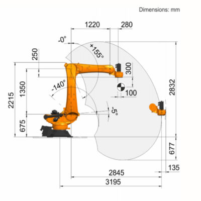 KUKA 6 Eksenli Endüstriyel Robot KR 360 R2830, 360 Kg Nominal Yüklü Otc Otomatik Kaynak Robotlu