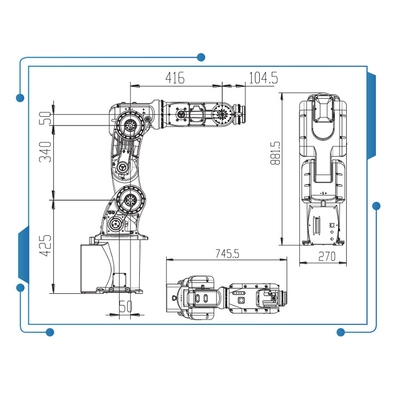 6 Eksenli Mini Endüstriyel Robot Kol GBS8-K950 Kıskaçlı Montaj